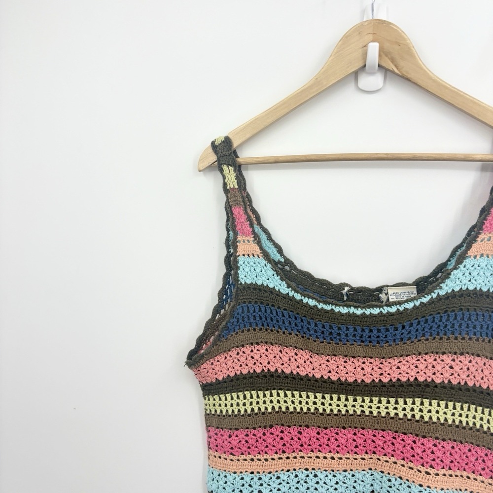 Vintage 90s Y2K Crochet Tank Top Large Festival Indie Boho Granola Cottage Fairy - Picture 2 of 6